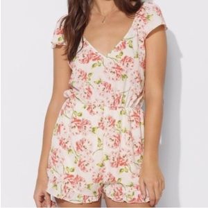 Cute Pink Feminine Floral Romper Anthropologie